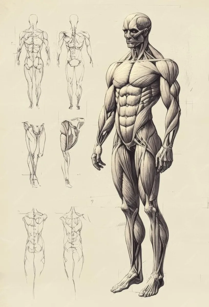 Anatomy study of the muscles of the body